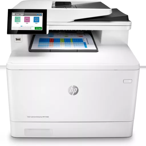 HP Color LaserJet Enterprise MFP M480f, Color, Printer for Business, Print, copy, scan, fax, Compact Size; Strong Security; Two-sided printing; 50-sheet ADF; Energy Efficient