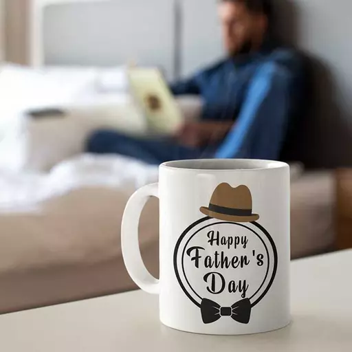 Personalised "Happy Father's Day" Mug with Hat and Bow Tie