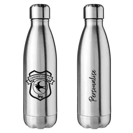 Cardiff City FC Crest Silver Insulated Water Bottle