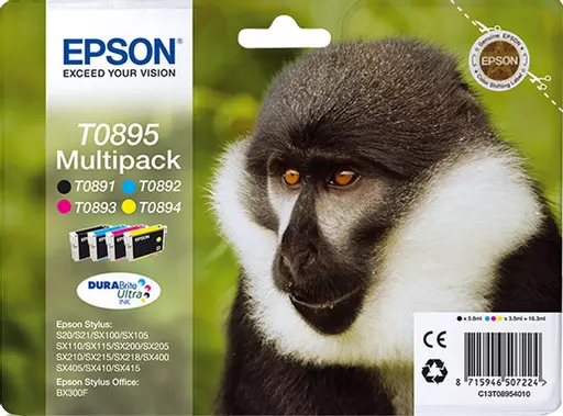 Epson Monkey Multipack 4-colours T0895 DURABrite Ultra Ink