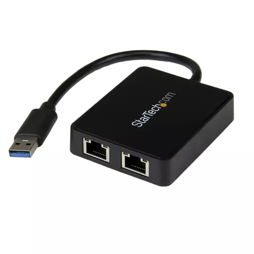 StarTech.com USB 3.0 to Dual Port Gigabit Ethernet Adapter NIC w/ USB Port