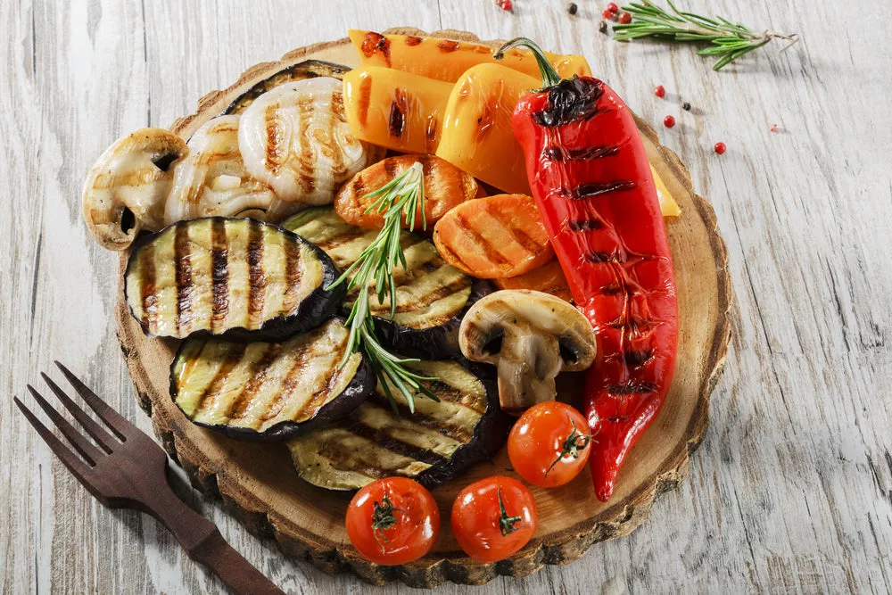 Puréed Aubergine And Grilled Seasonal Veg