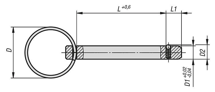 Locking Pin With Key Ring. 6mm Pin Diameter. 15mm Clamping Length. Stainless Steel.