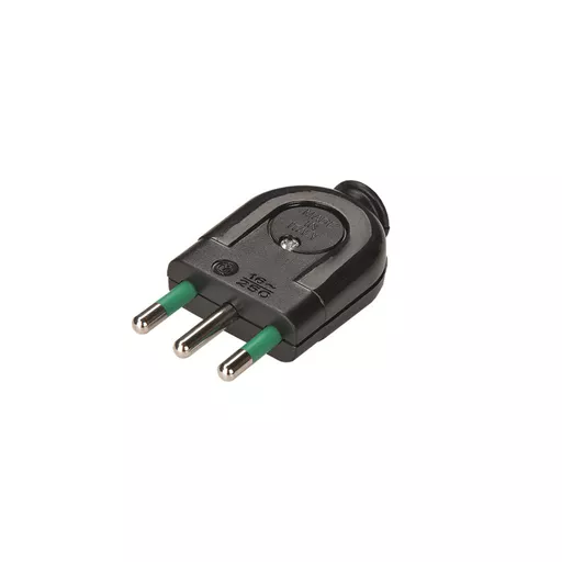 Italian Plug 16A w/ Earth Contact, Black