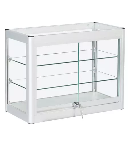 Fully Assembled Counter Top Showcase Display Cabinet Silver