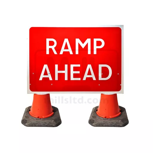 Mills Ramp Ahead Cone Sign - 1050 x 750mm