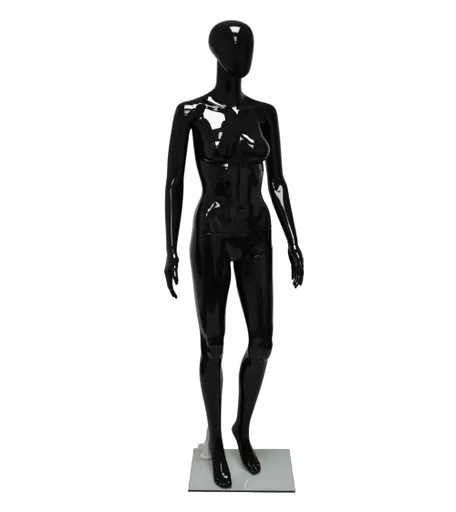 Gloss Black Female Faceless Mannequin - Hand by side