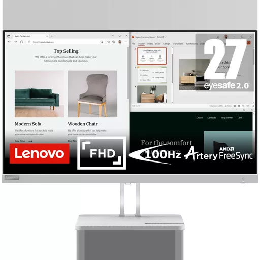 Lenovo L27e-40 27" FHD Monitor, Cloud Grey