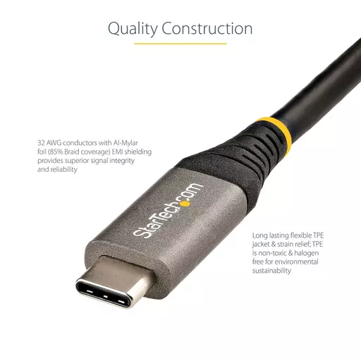 StarTech.com 20" (50cm) USB C Cable 10Gbps - USB 3.1/3.2 Gen 2 Type-C Cable - 100W (5A) Power Delivery Charging, DP Alt Mode - USB-C Cord for USB-C Laptop/Phone/Device - Charge/Sync