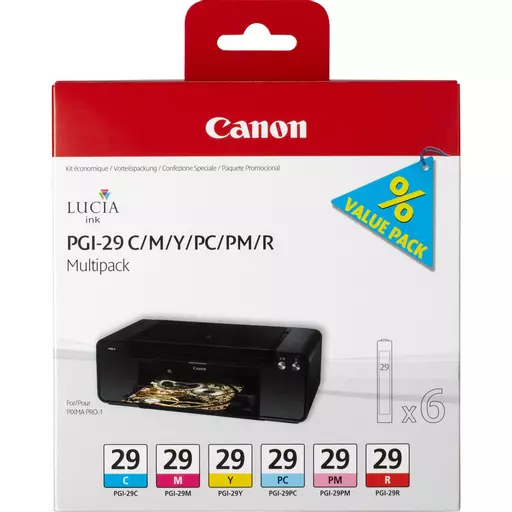 Canon 4873B005/PGI-29 Ink cartridge multi pack C,M,Y,PC,PM,RY Pack=6 for Canon Pixma Pro 1