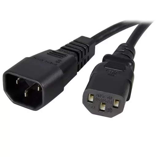 StarTech.com 1m (3ft) Power Extension Cord, C14 to C13, 10A 125V, 18AWG, Computer Power Cord Extension, IEC-320-C14 to IEC-320-C13 AC Power Cable Extension for Power Supply, UL Listed