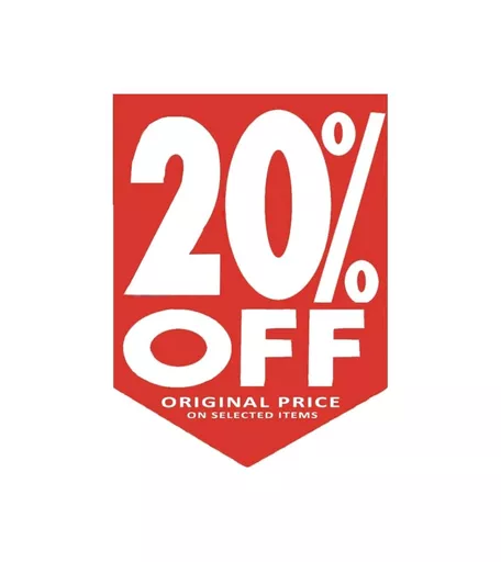'20% OFF' Red & White Hanging Sign - 500mm x 635mm