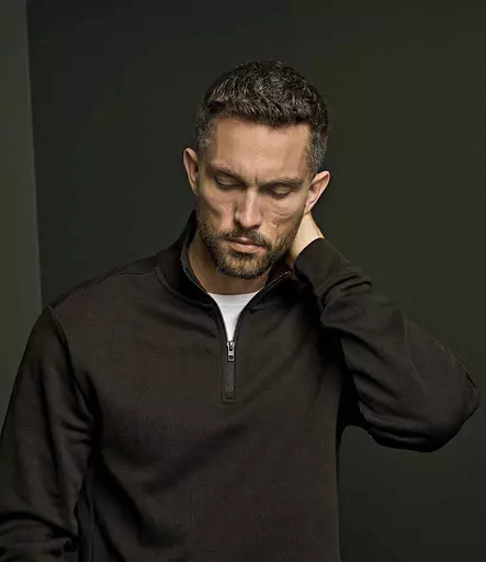 Tee Jays Ribbed Interlock Half Zip Sweatshirt