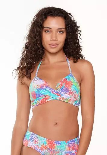 Lingadore Coral Leopard Bikini Top on model.jpg