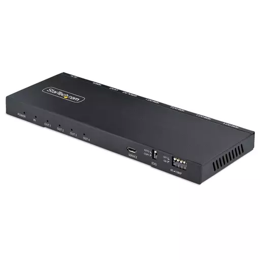 StarTech.com 4-Port HDMI Splitter, 4K 60Hz HDMI 2.0 Video, 4K HDMI Splitter w/ Built-in Scaler, HDMI Splitter 1 In 4 Out, 3.5mm/Optical Audio Port, HDMI Display/Output Splitter