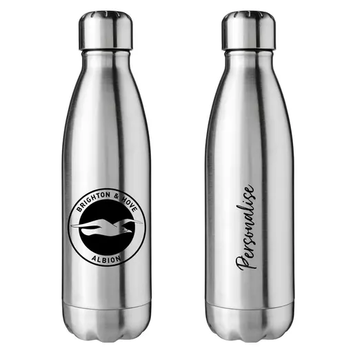 Brighton & Hove Albion FC Crest Silver Insulated Water Bottle