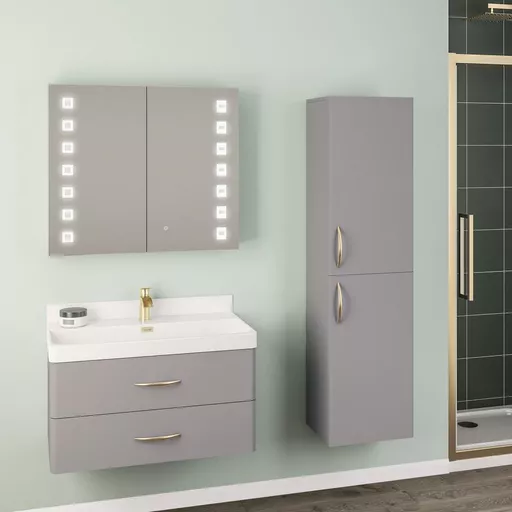 Cavone Tall Wall Hung Unit, 2 door - Matt Grey