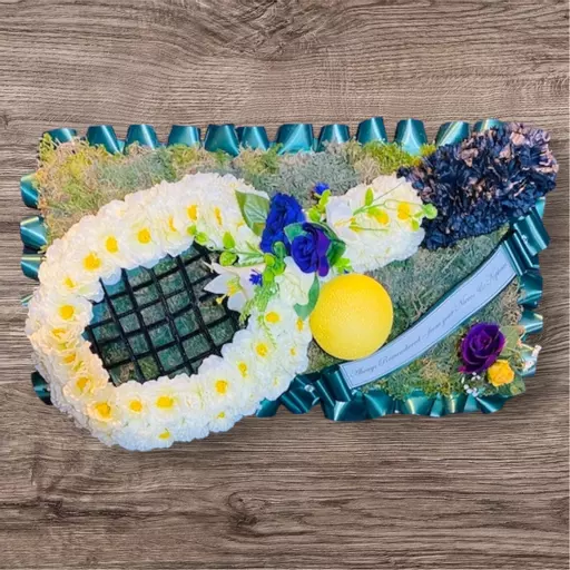 Tennis racquet inspired funeral tribute Racquet & Ball - any colour