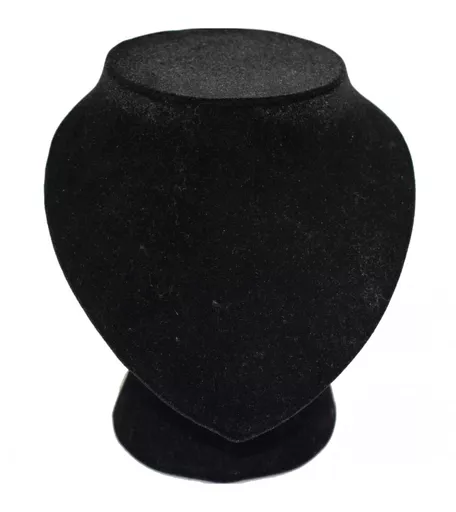 Black Flock Necklace Display Bust Stand (M)