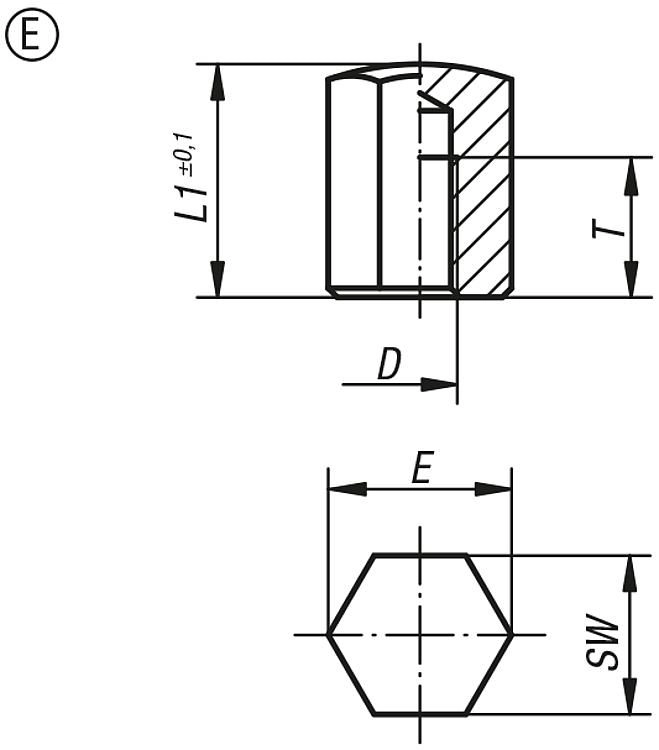Positioning Foot. Form E. 17mm Square Face. M8 Thread. Hardened Steel.
