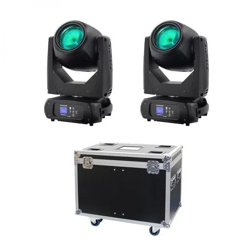 elumen8 9RE Beam Moving Head Twin Pack with Flight Case Bundle