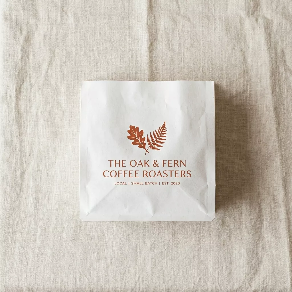 Custom printed flat handle SOS paper bag with full colour brand design for cafe or bakery