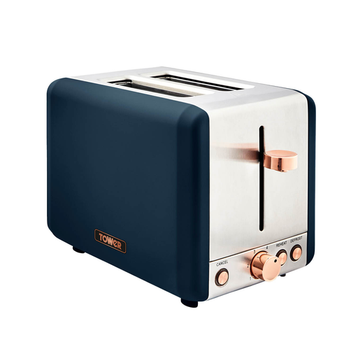 Image of Tower Cavaletto 2 Slice Stainless Steel Toaster Midnight Blue