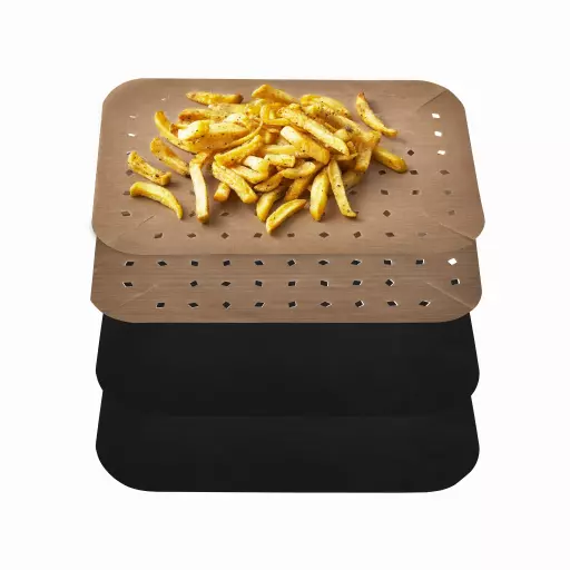4 Pack of Rectangular Dual Basket Air Fryer Liners to fit 9 Litre