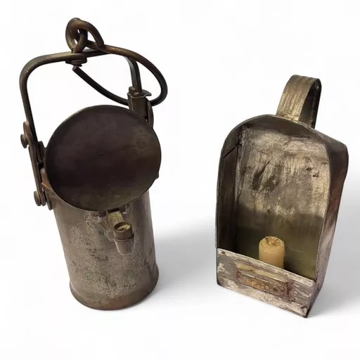 Pair of Vintage Brass Miner's Lamps