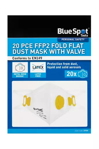 20 PCE FFP2 Fold Flat Dust Mask With Valve