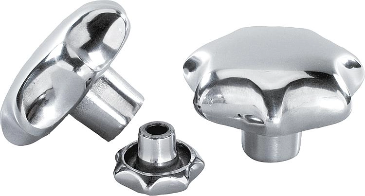 K0149 - Star Knobs In Aluminium Five Different Hole Types Size 8-16mm