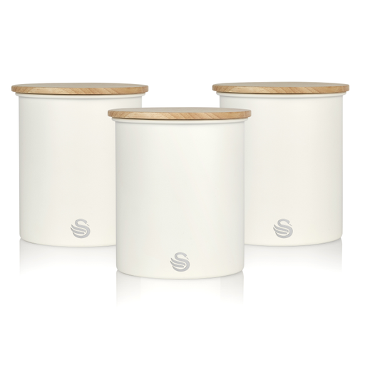 Swan White Nordic Set Of 3 Storage Canisters