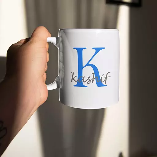 Personalised elegant ceramic mug with single initial & name- Perfect custom name-based gift