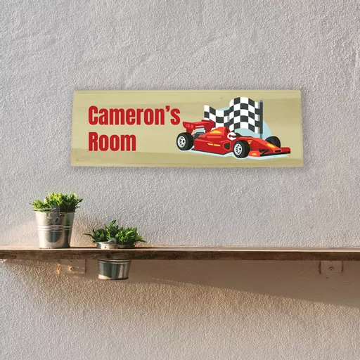 Race Car Bedroom Wooden Sign