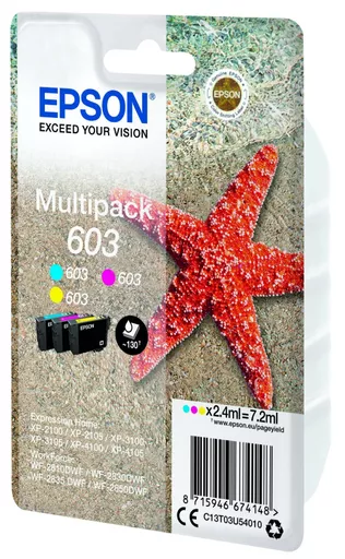 Epson C13T03U54020/603 Ink cartridge multi pack C,M,Y Blister Acustic Magnetic, 3x130 pages 2,4ml Pack=3 for Epson XP 2100