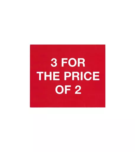 '3 For The Price Of 2' Red & White Double Sided Price Card - 300mm x 250mm