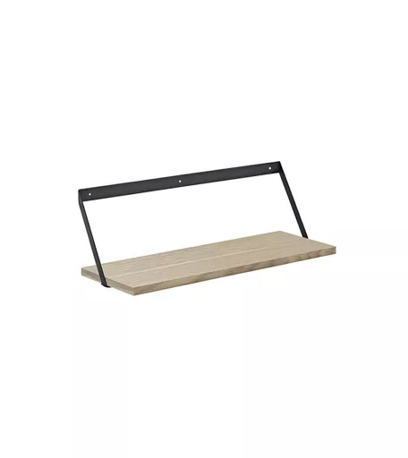 Oak Shelf with Black Metal Bracket - 600mm x 200mm x 220mm
