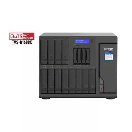 QNAP TVS-h1688X NAS Tower Intel® Xeon® W-1250 32 GB DDR4 0 TB QuTS hero Black