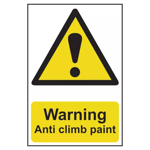 ASEC `Warning: Anti Climb Paint` Sign 200mm x 300mm