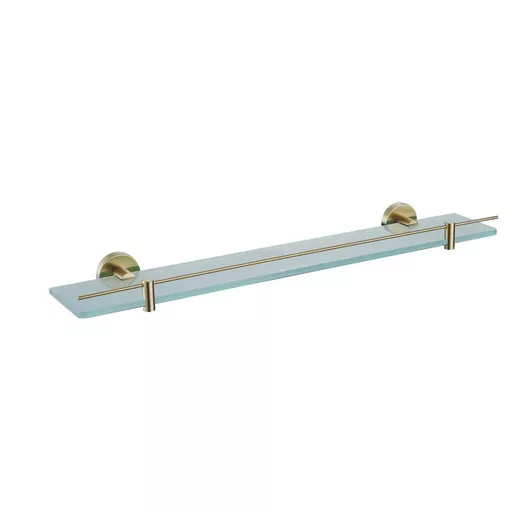 Genoa Glass Shelf with Barrier - Brushed Brass
