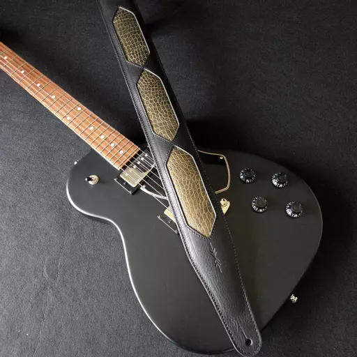 GS59 black gold croc guitar strap 3.jpg