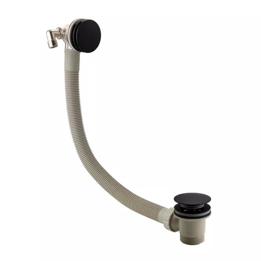 Bath push button waste with overflow filler - Matt Black