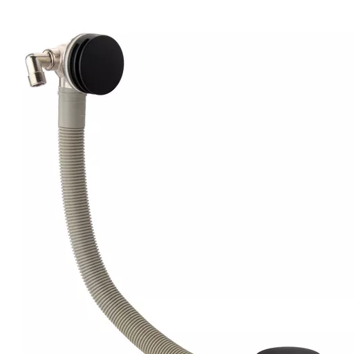 Bath push button waste with overflow filler - Matt Black
