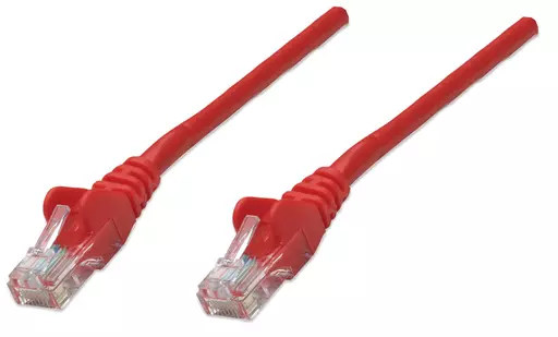 Intellinet Network Patch Cable, Cat5e, 3m, Red, CCA, U/UTP, PVC, RJ45, Gold Plated Contacts, Snagless, Booted, Lifetime Warranty, Polybag