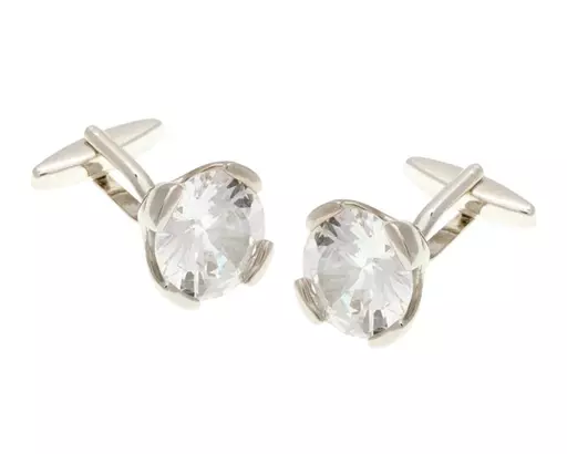 Clear Crystal Headlamp Cufflinks (2)