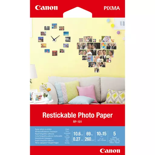 Canon RP-101 Removable Photo Stickers, 4x6", 5 sheets