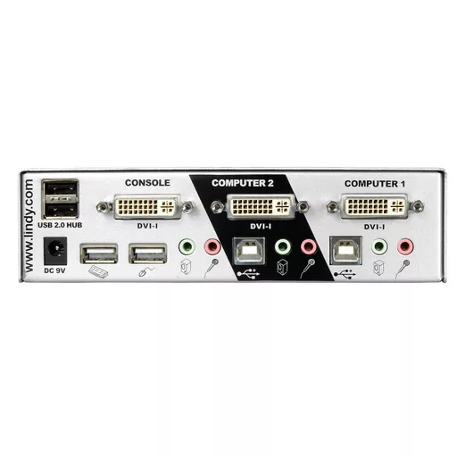 Lindy 2 Port DVI-I Dual Link, USB 2.0 and Audio KVM Switch Pro