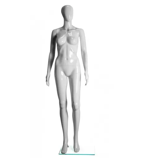 Gloss White Female Faceless Mannequin - Arms by side