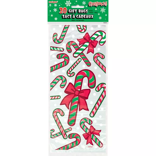 Cello Bag - Candy Cane - Pack of 20