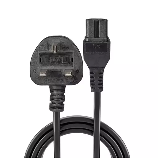 Lindy 2m Mains UK 3 Pin Plug to Hot Conditioned IEC C15 Power Cable – Kettle Lead